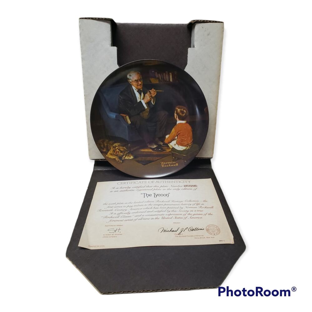 Norman Rockwell Vintage The Tycoon Plate 1987 • The Rockwell Heritage Collection